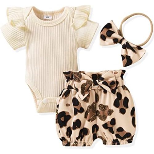 Aalizzwell Baby Girls Ribbed Bodysuit Bloomer Shorts Outfits Summer Clothes