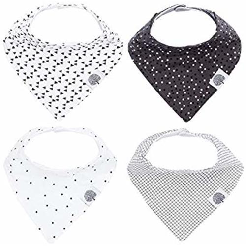 Parker Baby Bandana Drool Bibs - 4 Pack Gray Baby Bibs for Boys, Girls, Unisex -"Shadow Set"