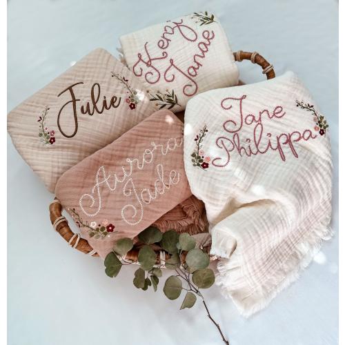 Personalized Embroidered Baby Receiving Blanket, Baby Blanket with Name, Baby shower gift for Girl or Boy