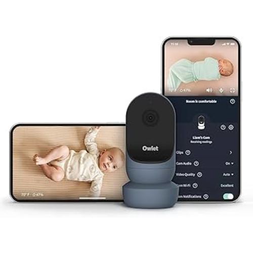 Owlet Cam 2 - Smart Baby Monitor Camera - Stream Secure HD Video and Audio with Night Vision, 4X Zoom, Wide Angle View and Sound, Motion and Cry Notifications - Bedtime Blue
