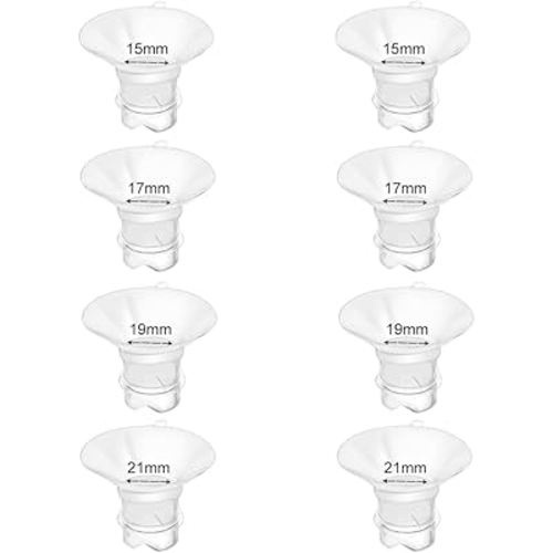 8pcs Updated Silicone Flange Insert 15/17/19/21mm Compatible with Momcozy/Medela/Spectra/Eufy/Lansinoh/TSRETE/Elvie/NCVI/Paruu Breast Pump, for 24mm Flange/Shield, Breastfeeding Replacement Pump Part