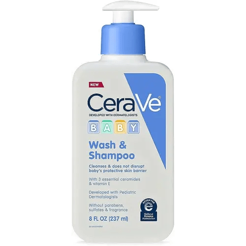 CeraVe Baby Wash & Shampoo | Fragrance, Paraben, & Sulfate Free Shampoo for Tear-Free Baby Bath Time | 8 Ounce