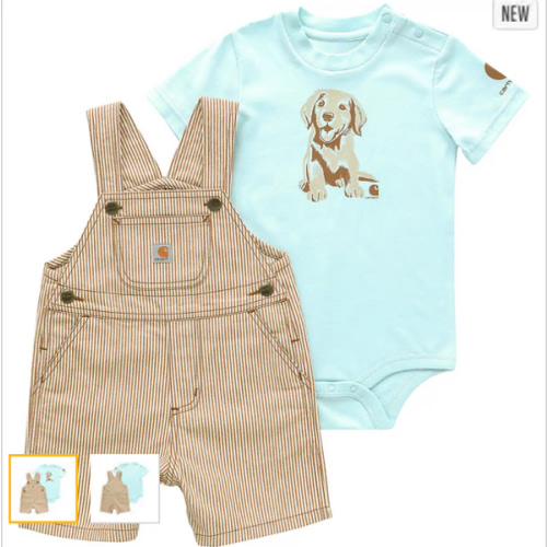 Boys' 2-Piece Short Sleeve Bodysuit and Twill Stripe Shortall Set(Infant) | New Kids Gear | Carhartt