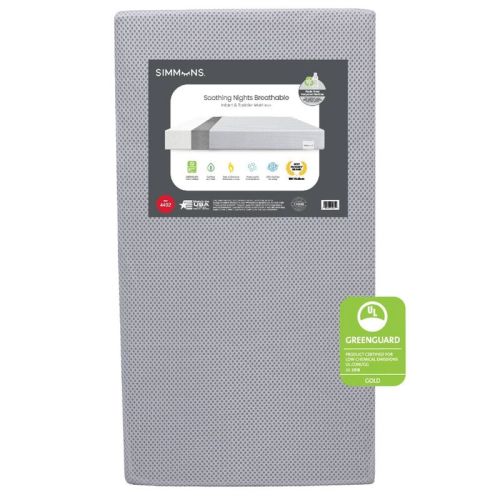 Simmons Kids' Soothing Nights Breathable Baby Crib Mattress And Toddler Mattress With Machine Washable Cover - Greenguard Gold Certified