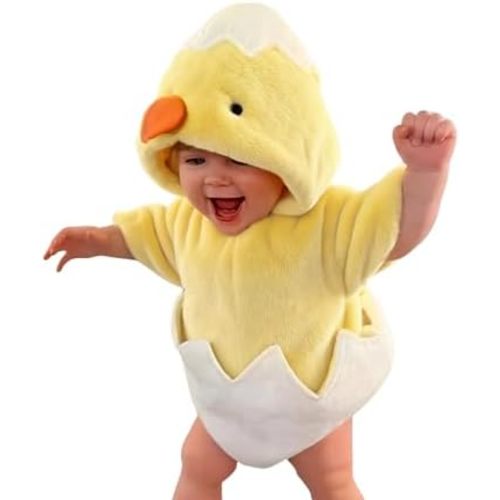 Baby Boys Girls Chick Costume Infant Halloween Costume Toddler Chicken Halloween Dress Chick Egg Plush Romper