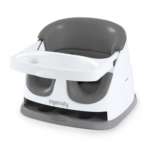 Ingenuity Baby Base 2-in-1 Convertible Feeding High Chair with Self Storing Tray, Grey