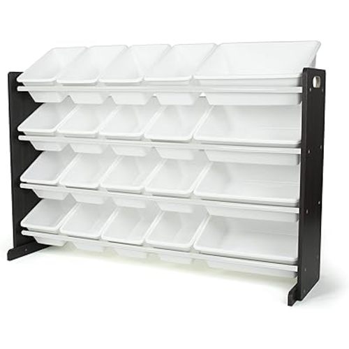 Humble Crew Toy Storage 20-Bin Organizer, Espresso/White