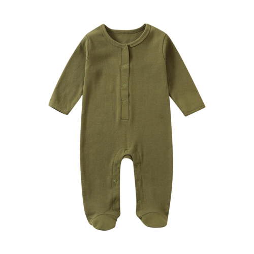ameIAEA Baby Footies Newborn Boys Girls Long Sleeve Button Romper Footed Pajamas Infant Clothes