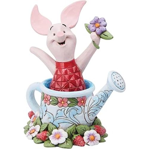 Enesco Disney Traditions by Jim Shore Winnie The Pooh Piglet in Watering Can Figurine, 4.5 Inch, Multicolor