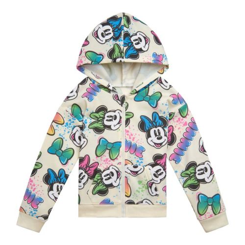 Disney Minnie Mouse Toddler Girls Fleece Zip Up Hoodie Cream White 2t