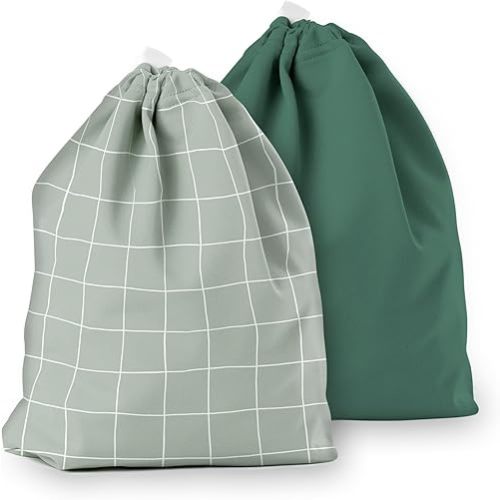Esembly Ditty Bag Duo, Waterproof Wet Dry Bags for Cloth Diapers, Messy Baby Accessories, Swimsuits, Gym Clothes, Toiletries and Snacks - Lattice and Forest (Pack of 2)