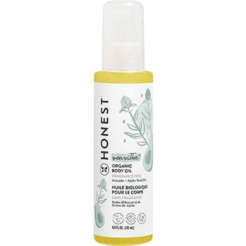The Honest Company Organic Body Oil | Gentle for Baby | Fragrance Free, Plant-Based, Hypoallergenic | 4.0 fl oz