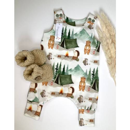 Bear and friend go camping organic baby romper, Baby clothing, Toddler wear, Baby wear, Toddler wear, New baby gift, Baby shower gift.