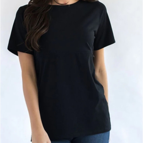 Classic Cotton Nursing Tee - Solid Black