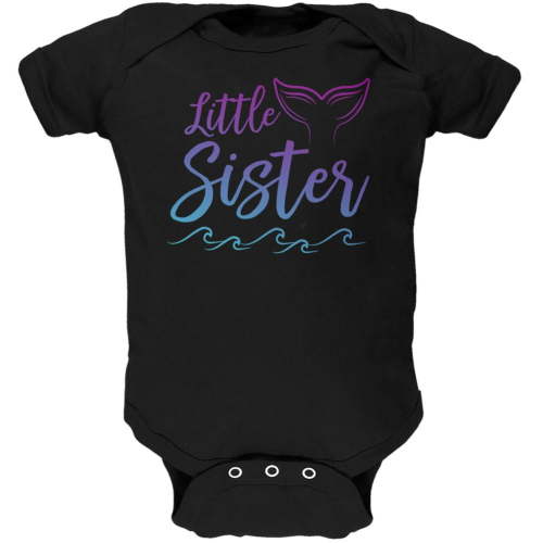 Little Sister Mermaid Tail Ocean Soft Baby One Piece Black 3-6 M