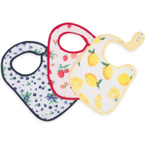 little unicorn 3-Pack Classic Cotton Muslin Bibs, Berry Lemonade