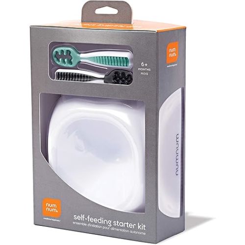 NumNum Beginner Bowl for Babies & Toddlers, BPA-Free Silicone Baby Led Weaning Bowl with Non-Slip Base, Self-Feeding Baby Dish for 6+ Months, Easy-to-Clean Baby Feeding Essential and GOOtensils