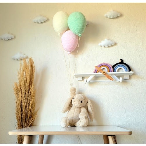 Flying Bunny And Balloons Hanging Nursery Decor | Baby Mobile | Kids Wall Hanging Decor | Baby Mobile | Baby Shower Decor | Gift For Kids