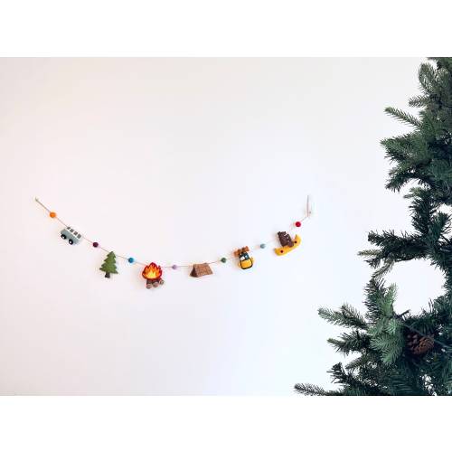 Felt Camping Garland, Outdoor Decor, Felt Camp Fire, Felt Canoe, Felt Tent, Felt Backpack, Camping Decorations, Baby nursery, Party Banner