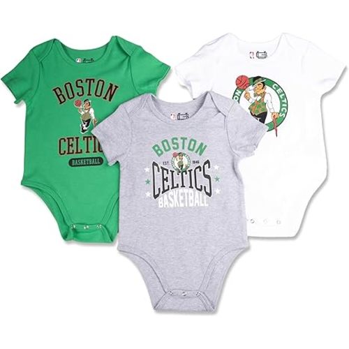 Ultra Game Unisex NBA Official Baby Super Soft Cotton 3 Pack Baby Creeper Bodysuit