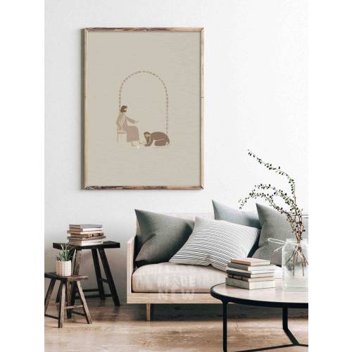 Mary Anointing Jesus DIGITAL DOWNLOAD, At the feet of Jesus Bible Art, Modern Bible Verse Jesus print Wall Art, Bible Sketch, Boho Scripture