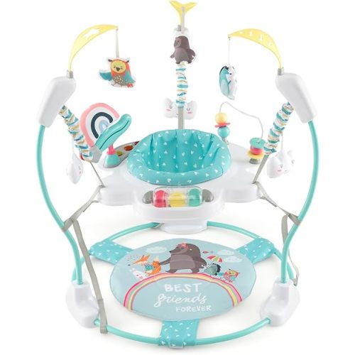 BABY JOY Baby Jumpers and Bouncers, Infant Activity Center with Music Lights Sounds, 360° Rotating Seat and 3 Adjustable Heights, Baby Play and Learning Center for 6-12 Months