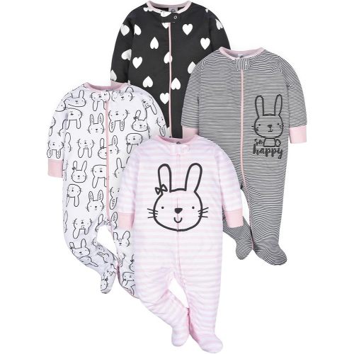 Gerber Baby Girls 4-Pack Sleep 'N Play Footie