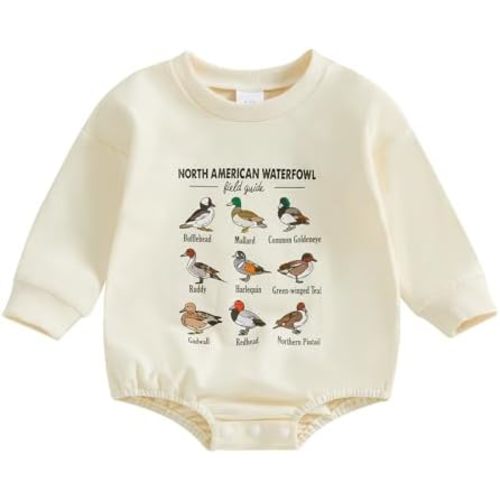 Chloefairy Duck Hunting Baby Clothes Baby Boy Mallard Duck Sweatshirt Bubble Romper Long Sleeve Bodysuit Fall Outfit