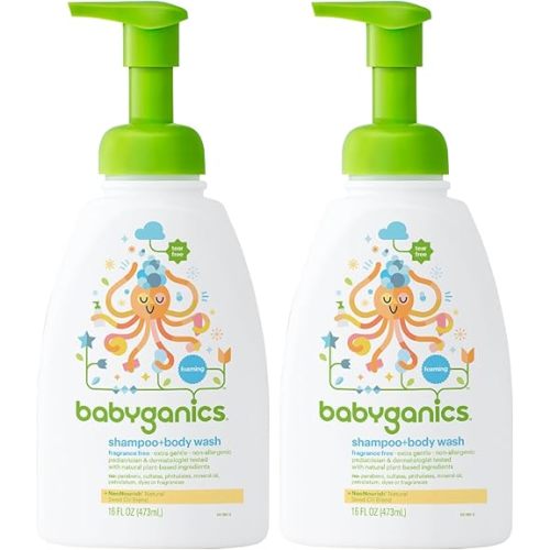 Babyganics Foam Shampoo And Body Wash Fragrance Free, 16 Ounce - 2 Pack
