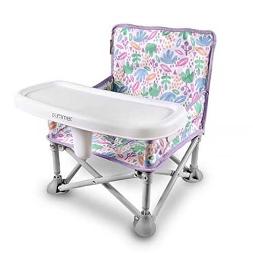 Summer by Bright Starts Pop ‘N Sit Portable Booster Booster Chair, Floor Seat, Indoor/Outdoor Use, Compact Fold, Joyful Geo, 6 Mos - 3 Yrs