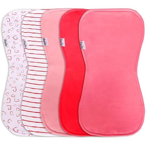 Organic Cotton Baby Burp Cloths – Ultra Soft, Extra Large & Absorbent 3-Layer Burping Rags for Newborns – 5-Pack Baby Essentials & Shower Gift