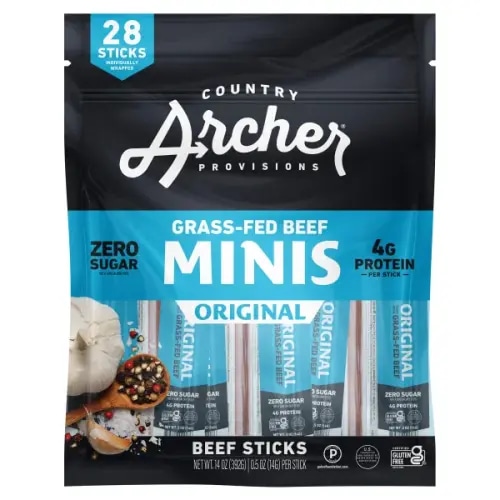 Country Archer Grass-Fed Beef Stick Minis Original, 0.5 oz, 28-Count