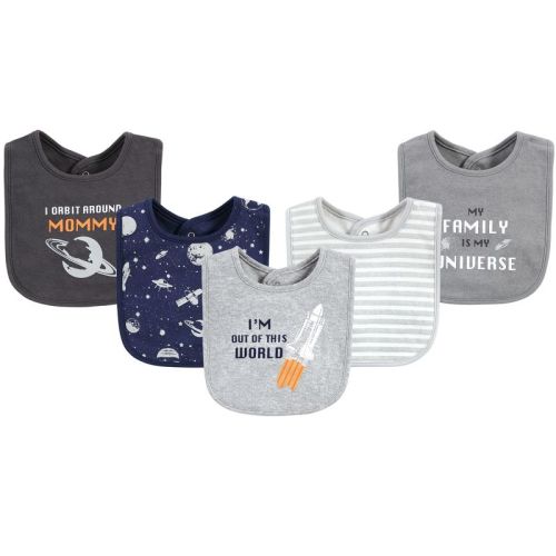 Hudson Baby Infant Boy Cotton Bibs, Outer Space, One Size