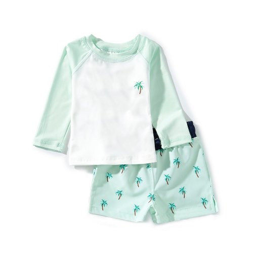 Adventurewear 360 Baby Boys 3-24 Months Rashgaurd & Palm Tree Swim Trunks Set