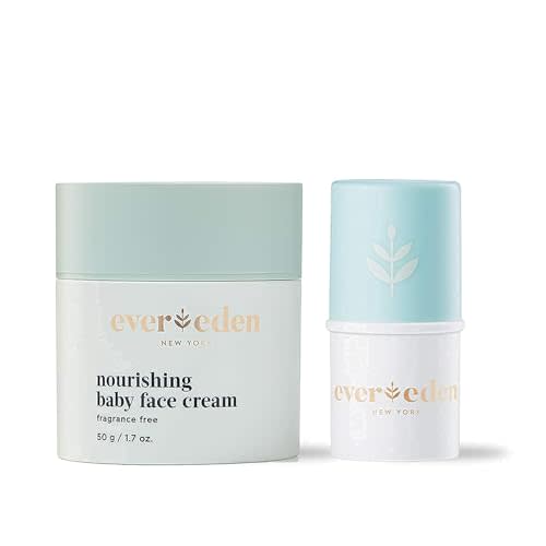 Evereden Dry Relief DUO - Face Cream (1.7oz) & Lip Balm (0.13oz) - Clean, Vegan & Easy to Use Toddler Chapstick & Baby Cream Bundle for Deep Soothing Hydration - Non-Greasy & Fragrance-Free