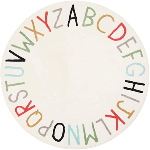 Topotdor Rainbow Round Kids Play Rug Alphabet Nursery Area Rug Extra Large Soft Crawling Play Mat for Children Toddlers Bedroom (47 inch, Multi Color)