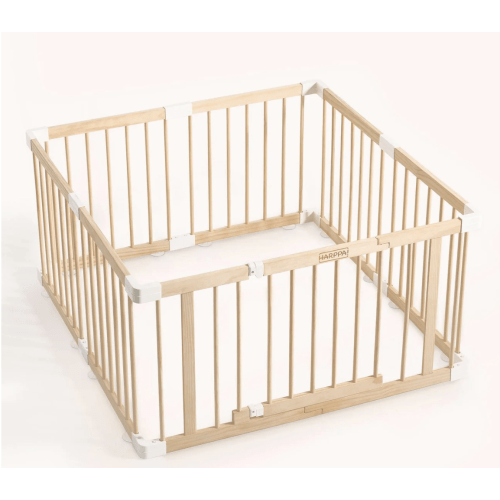 HARPPA Baby Gate Playpen, DIY Foldable Wooden Play Gate, Non-Toxic Foldable Wooden Play Yard for Babies & Toddlers, Adjustable DIY Baby Fence, Large & Small Safe Play Area, Easy-Assembly Natural Finish Indoor Playpen, DIY Playpen Foldable Wooden Playpen,