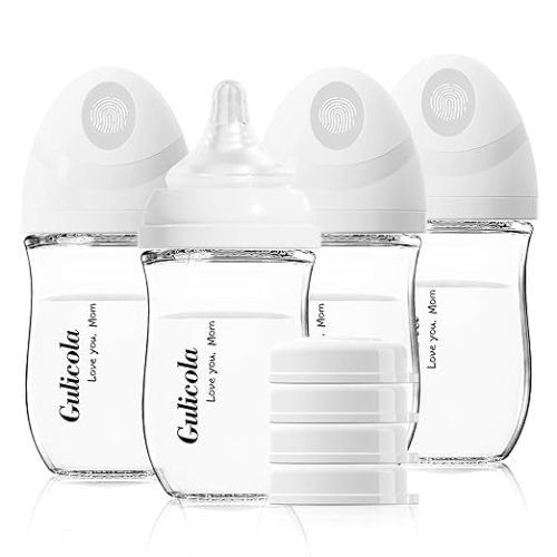 Gulicola Natural Glass Baby Bottle 4 Pack, 5 oz