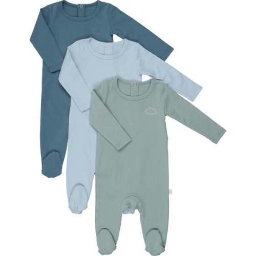 3 Pack Footies, Blue - Pouf | Maisonette