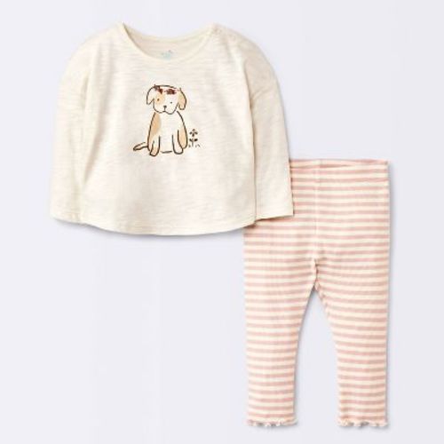 Baby Girls' 2pc Dog Floral Leggings Set - Cloud Island™ Cream