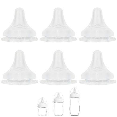 Silicone Nipple for Gulicola Natural Glass Bottle, Medium Flow Nipple Level 2, 3 m+, 6 Count