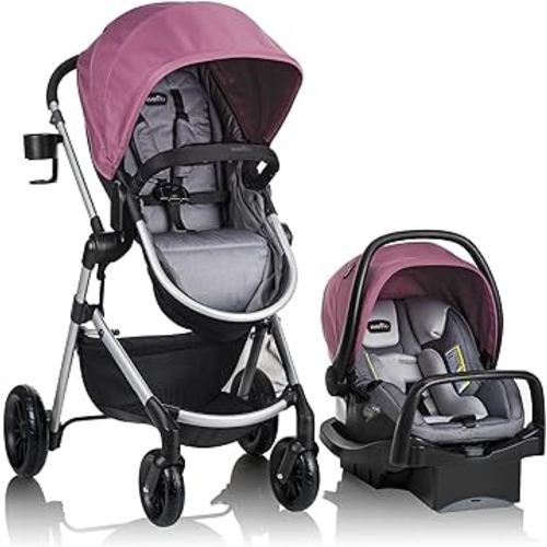 Evenflo Pivot Modular Travel System with LiteMax Infant Car Seat with Anti-Rebound Bar (Dusty Rose Pink)