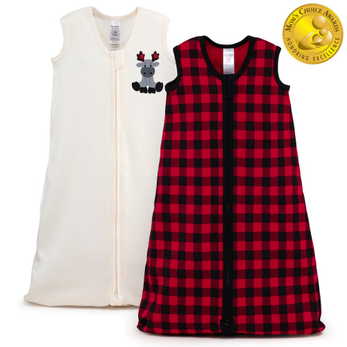 The Peanutshell Baby Sleep Sacks, Wearable Blankets for Boys or Girls, Red Buffalo Plaid, 6-12 Months, 2-Pack