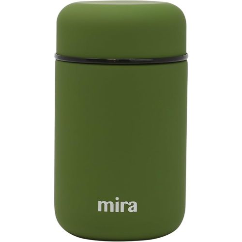 MIRA Insulated Food Jar Thermo for Hot Food & Soup, Compact Stainless Steel Vacuum Lunch Container for Meals To Go - 13.5 oz, Olive Green