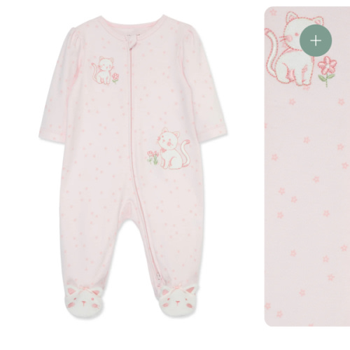 Sweet Kitties 2-Way-Zip Footed One-Piece