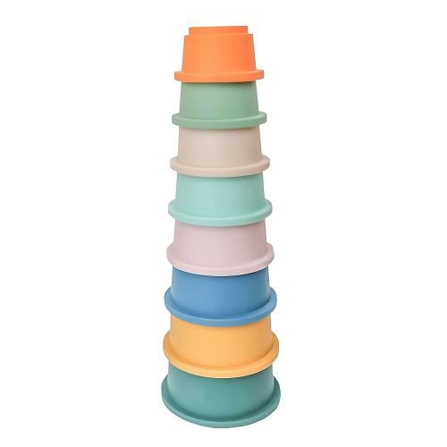 Copper Pearl Stacking Cups: 8-Piece Set Baby Stacking Cups - Bath Toys or for The Beach, Baby Puzzle, BPA Free, Bath Cups - Soft Silicone Baby Bath Toys Nesting Cups - for Ages 6m+