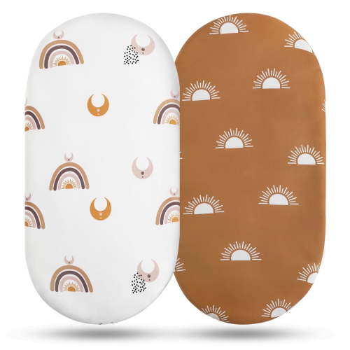 Gllquen Baby Fitted Bassinet Sheets 32 in x 16 in Rainbows, 2-Pack