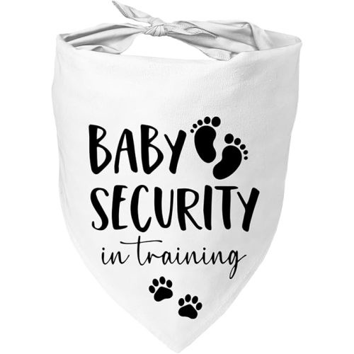Baby Security in Training Dog Bandana Pet Scarf Pregnancy Announcement Dog Bandanas for Dogs Pet Accessories for Dogs Lovers Pregnancy Reveal Ideas (White)