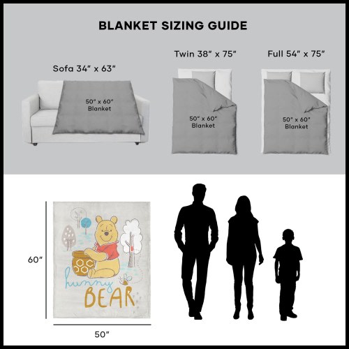 Disney Winnie The Pooh Silk Touch Sherpa Throw Blanket