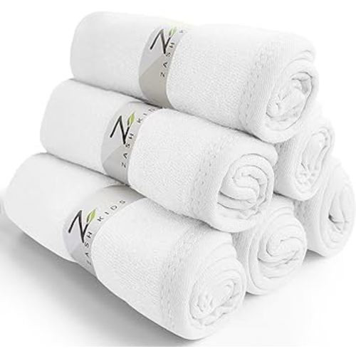 Set of 6 Baby Washcloths – Viscose Made from Bamboo – Super Soft and Highly Absorbent Face Towel – 10 x 10 Inch – Reusable Double Layered Wipes for Newborns, Infants and Toddlers – White